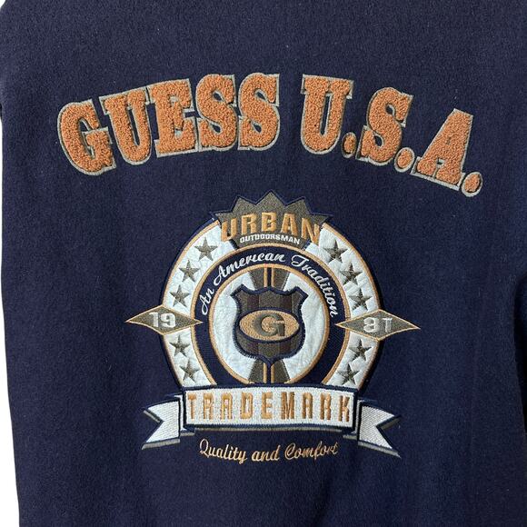 Vintage Guess USA Letterman Jacket 1981 Leather Wool Varsity Coat Men's Large - Picture 8 of 11